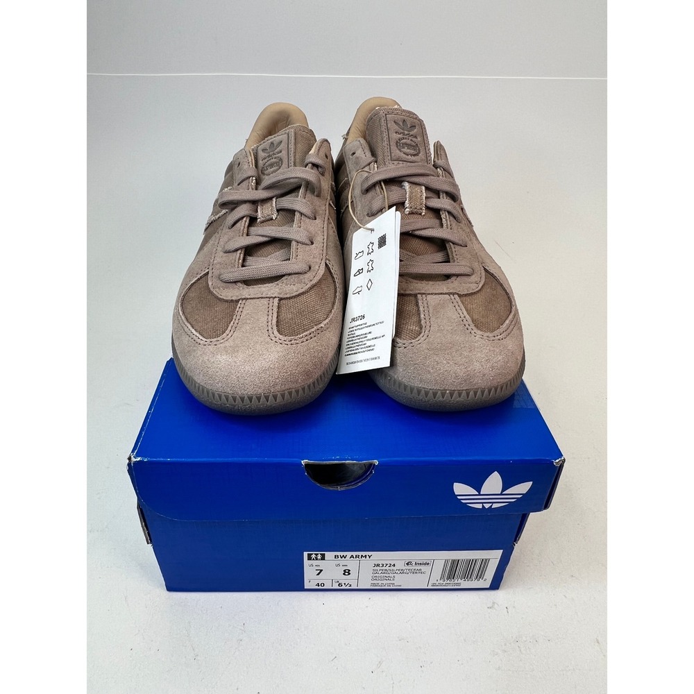 Adidas BW Army Sneakers Brown Leather Canvas Casual Shoes JR3724 Women's‎ Size 8 - Picture 2 of 8